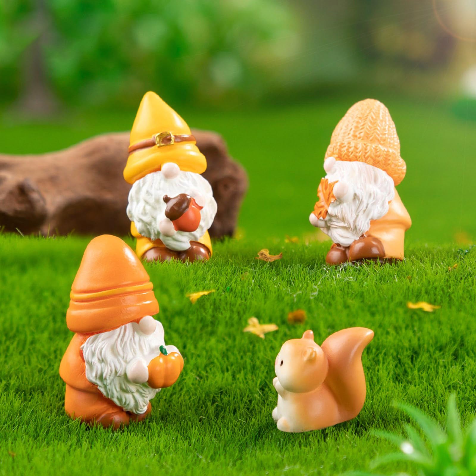 YAOGUI Set Of 3 Resin Leaf Miniatures Gnomes Ideal For Indoor And Outdoor Use Adds Unique Charm To Any Home Or Garden Setting
