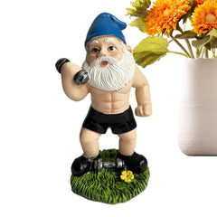 Weightlifting Gnome Statue - Humorous Dumbbell Lifting Garden Dwarf Sculpture | Vivid Expression Outdoor Decor For Lawn, Patio & Courtyard | Weather-Resistant Figurine For Gardens, Yards & Indoor Disp