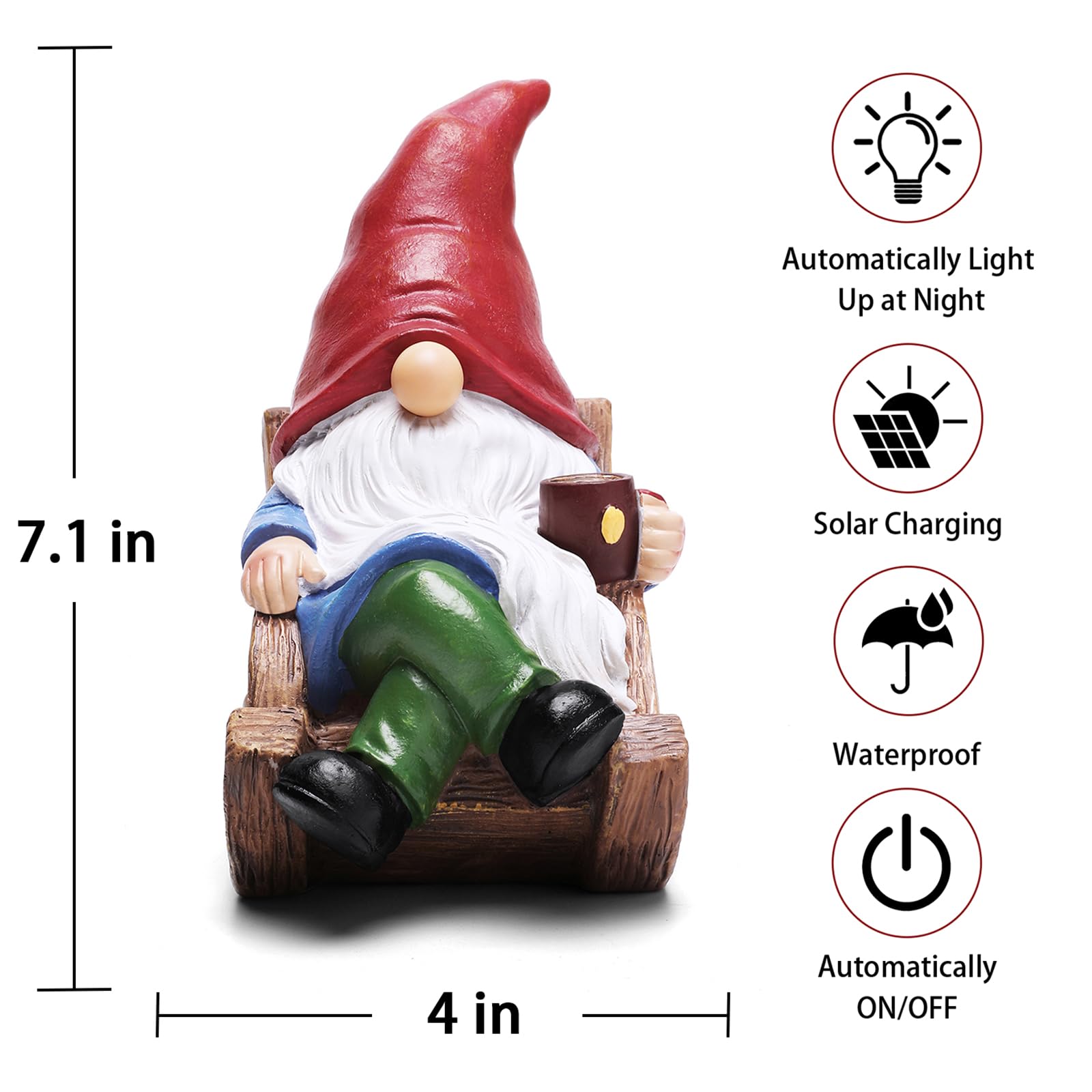 Solar Garden Gnomes Outdoor Statue with Solar Lights,Figurine Lights Solar Garden Yard Decorations Outdoor Decorations for Patio,Yard,Lawn Ornament，Mom Gift Unique Housewarming Gifts