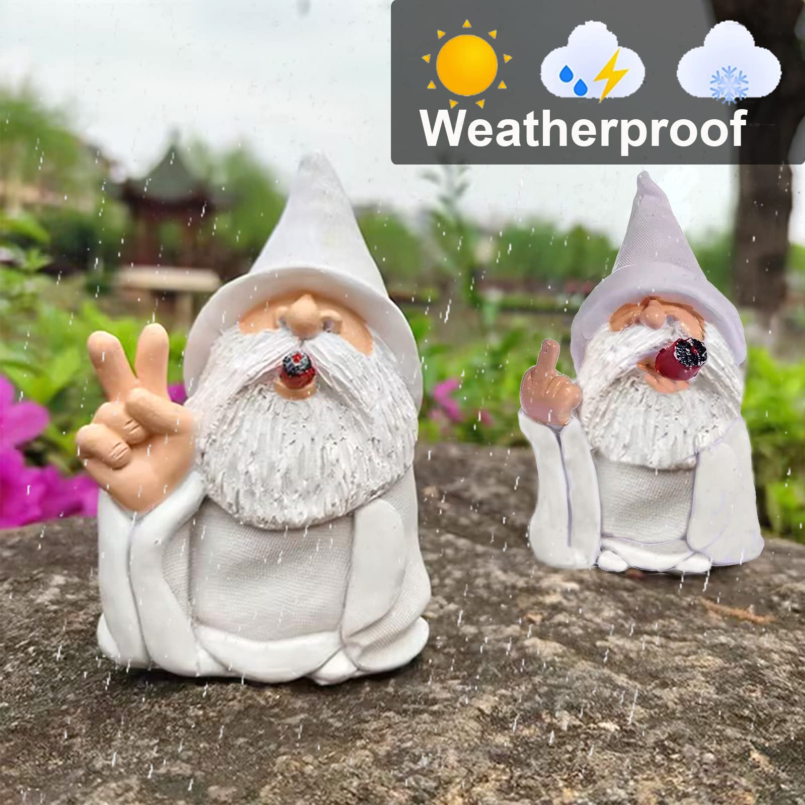Lethogety Funny Garden Gnomes Outdoor Statues, 5.9 Inch Creative Smoking Dwarf Resin Sculpture Decoration for Home Indoor or Lawn Patio Outside Yard Decor Housewarming Halloween Christmas Garden Gift