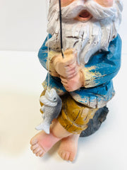 My Square Mile Garden Gnome Fishing Ornament, Resin Outdoor Sculpture, 20cm Height, Weather Resistant