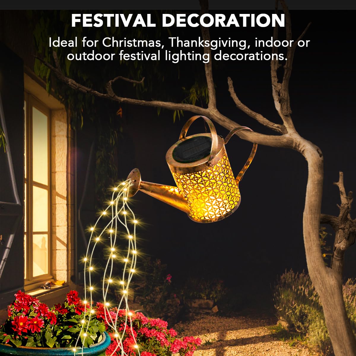 GLOBAL GOLDEN Solar Watering Can Light, LED Solar String Lights Waterproof Dual Mode Water Can Lights for Garden Patio Yard Pathway Lantern Plant Decoration
