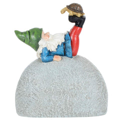 Garden Gnome Welcome Pebble Ornament Novelty Resin Decoration Outdoor - Green Hat