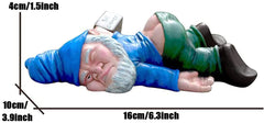 6.3'' Funny Drunk Garden Gnomes Outdoor Decorations Naughty Yard Dwarf Statues Inappropriate Knomes Sculpture Figurines for Indoor Outside Patio Lawn Porch Landscape Gift (Drunk Gnome Blue)