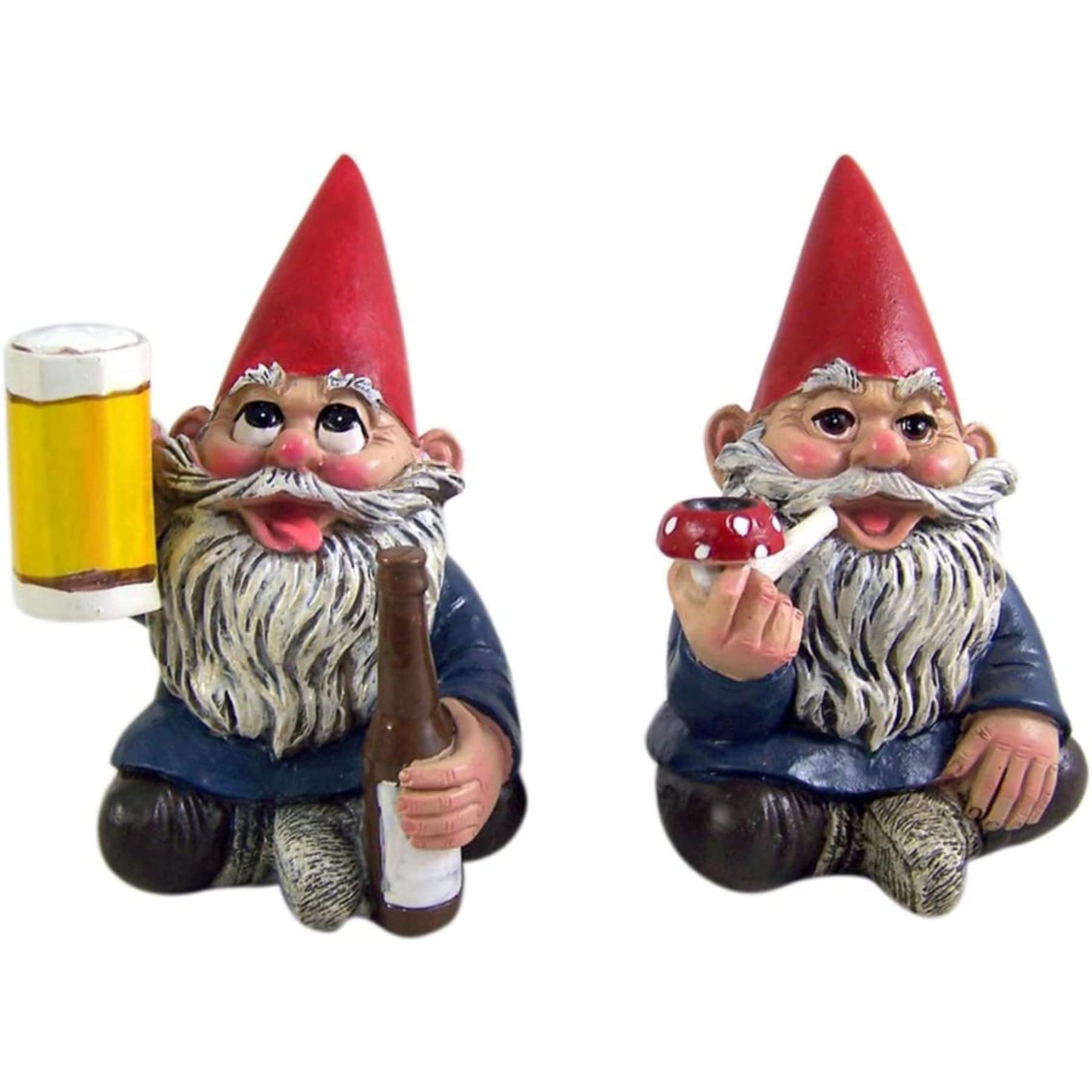 Wowser Miniature Lawn Gnomes Happy Time Group Drunk Garden Gnome Figurines, 3 1/2 Inches