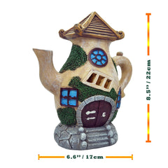ALT90 Solar Fairy Garden Teapot House and Doors LED Illuminated Outdoor Ornaments Weatherproof [Solar Teapot House]