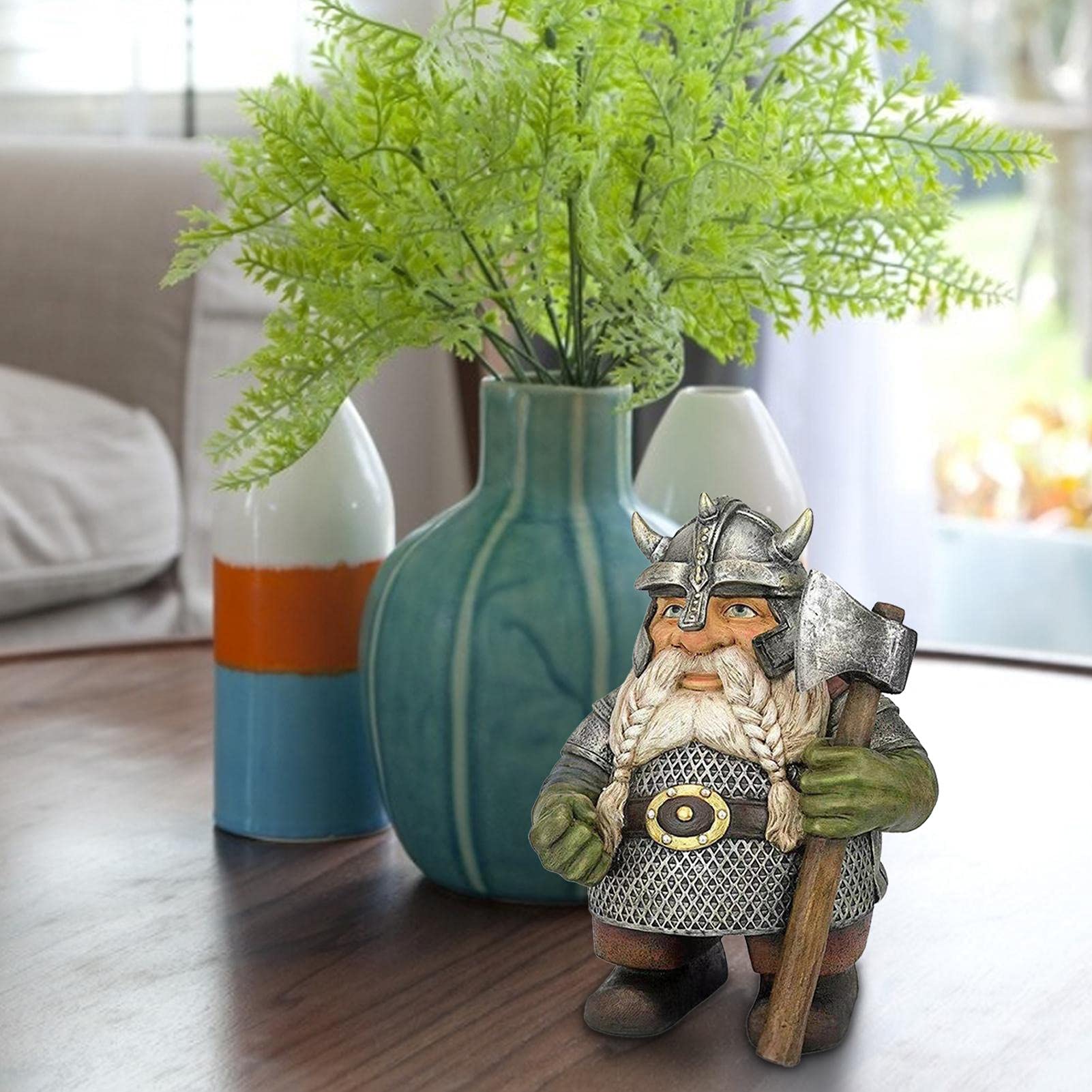 Fowybe Viking Gnome Statue,Resin Garden Ornaments Outdoor,Gnome Craft Sculpture Decor for Home Garden Yard