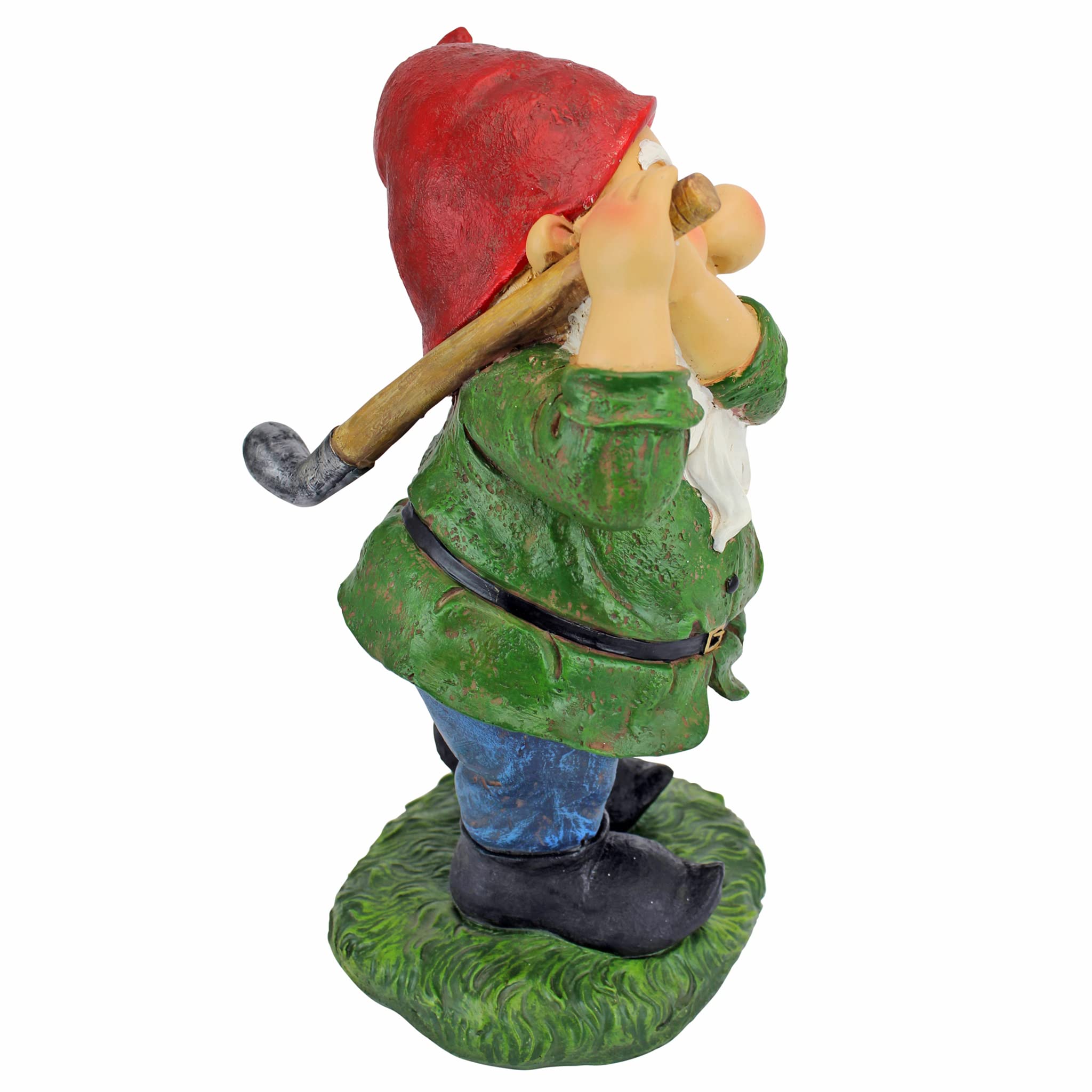 Design Toscano QM2458200 Bigey Burt Funny Golfing Garden Gnome Statue, 30 cm, Polyresin, Full Color