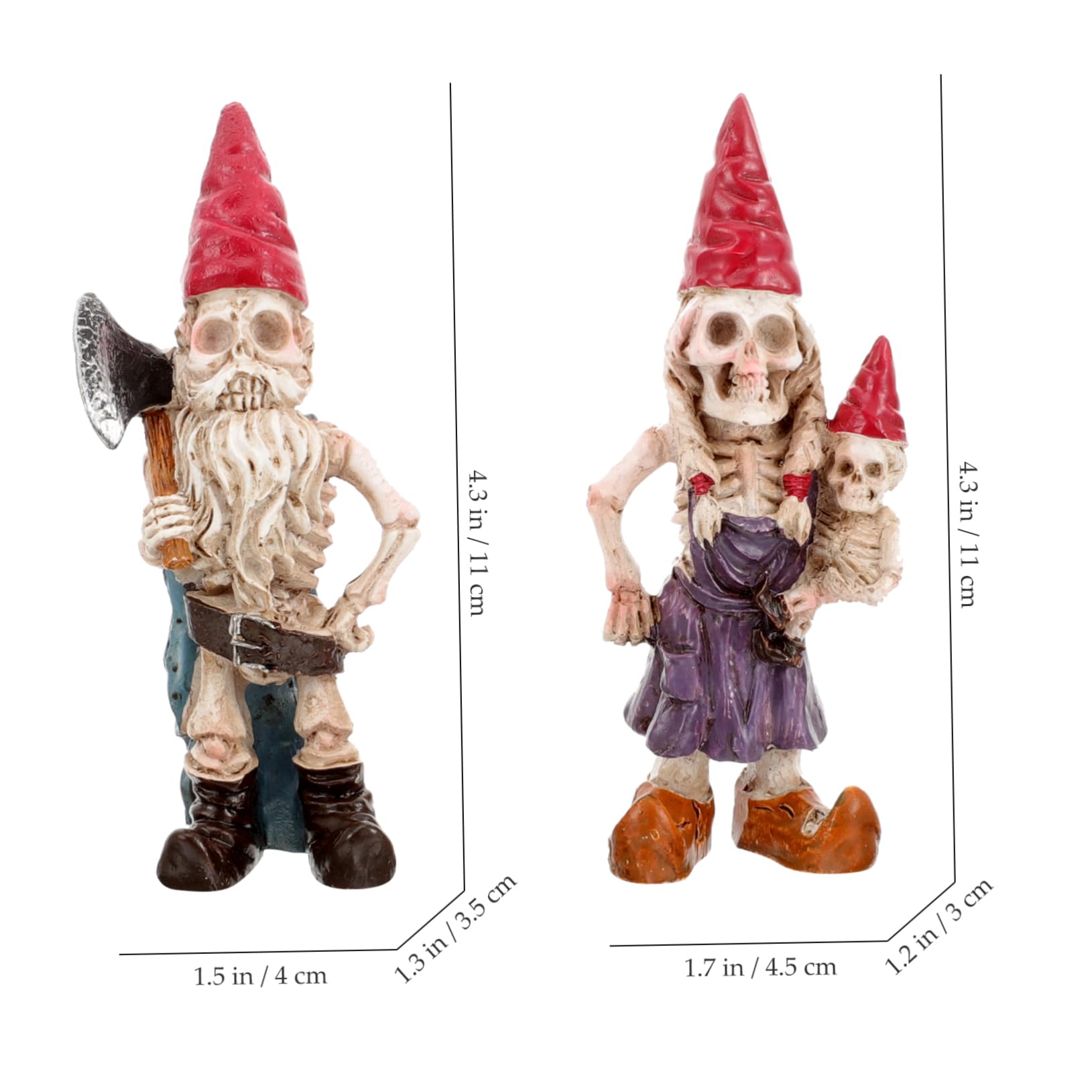 BESPORTBLE Gnome Skull Statue Skeleton Dwarf Ornaments Halloween Gnome Garden Decorative Resin