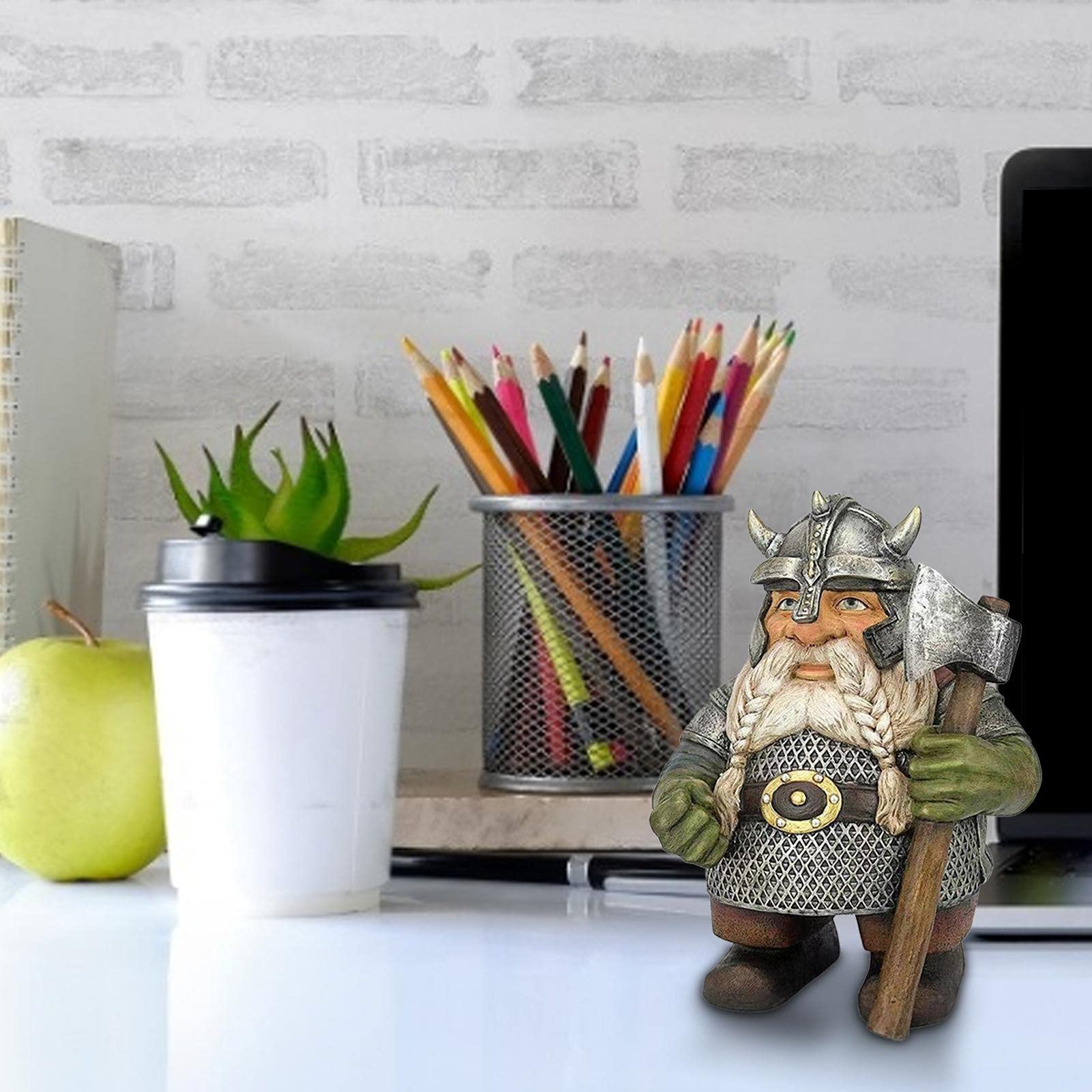 Fowybe Viking Gnome Statue,Resin Garden Ornaments Outdoor,Gnome Craft Sculpture Decor for Home Garden Yard