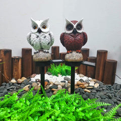 Owl Solar Garden Stake Lights, 2 Pack Owl Outdoor Path Solar Powered Owl Stake Lights for Walkway Yard Lawn Landscape Lighting (White&Brown)