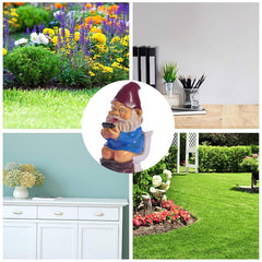 Bygytyo Naughty Resin Gnomes on Toilet Outdoor Garden Gnome Statue Christmas Halloween Garden Decoration Gifts,Suitable for Lawns,Courtyards,Patios,Desks,Gardens,Etc.