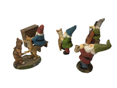 GlitZGlam Happy Miniature Gnomes and Cats Dancing Celebration! - 6-Piece Musical Garden Gnome Set for the Miniature Fairy Garden