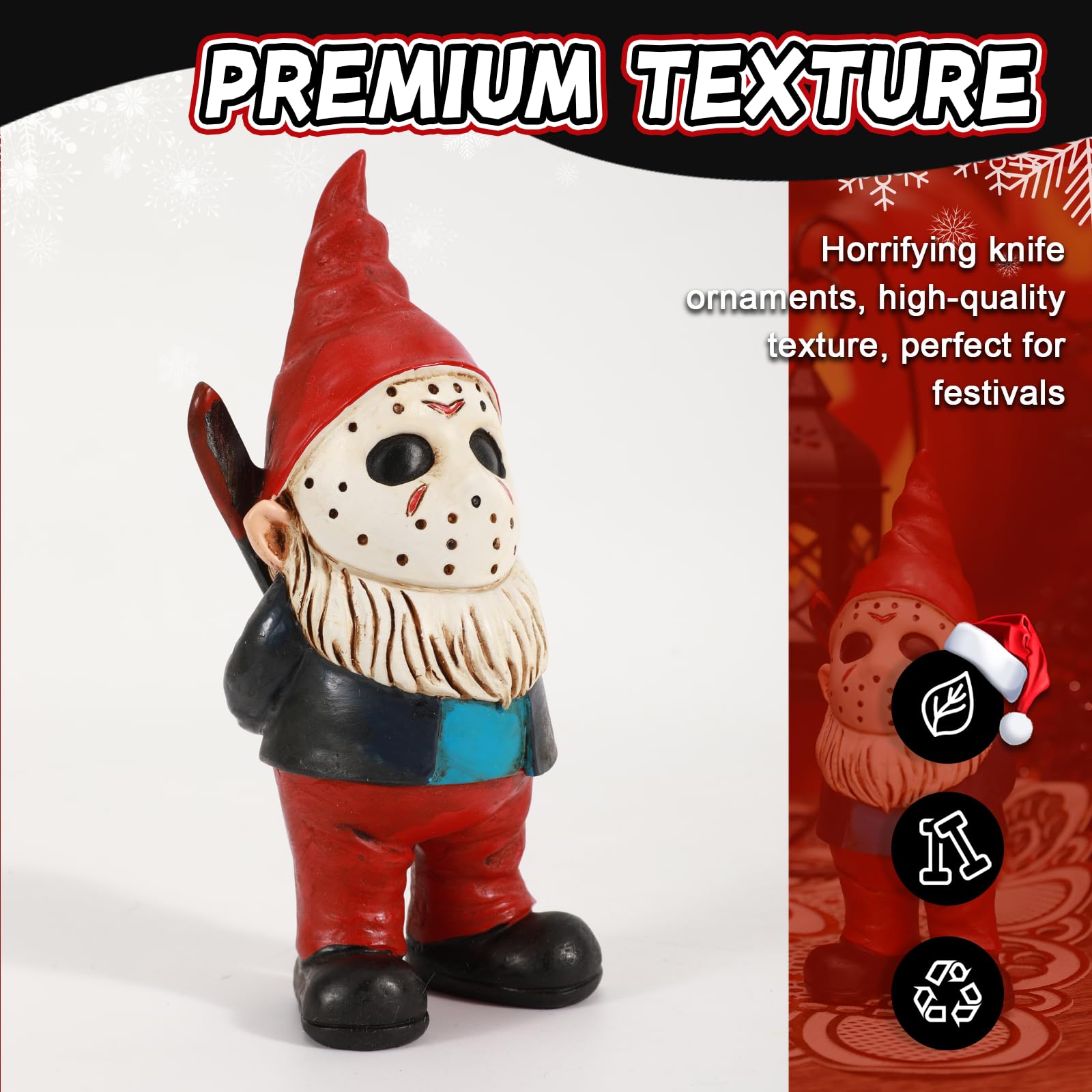 EQTGI Garden Gnomes Outdoor Santa Claus Gnomes Horror Gnome Figurine for Christmas Home Yard Lawn Decor