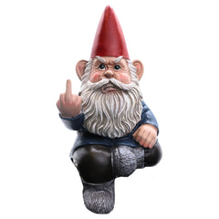 Candy Creations On Cloud 9 Grumpy Seated Garden Gnome Giving Middle Finger, Funny Angry Lawn Dwarf, Indoor or Outdoor Unique Decor