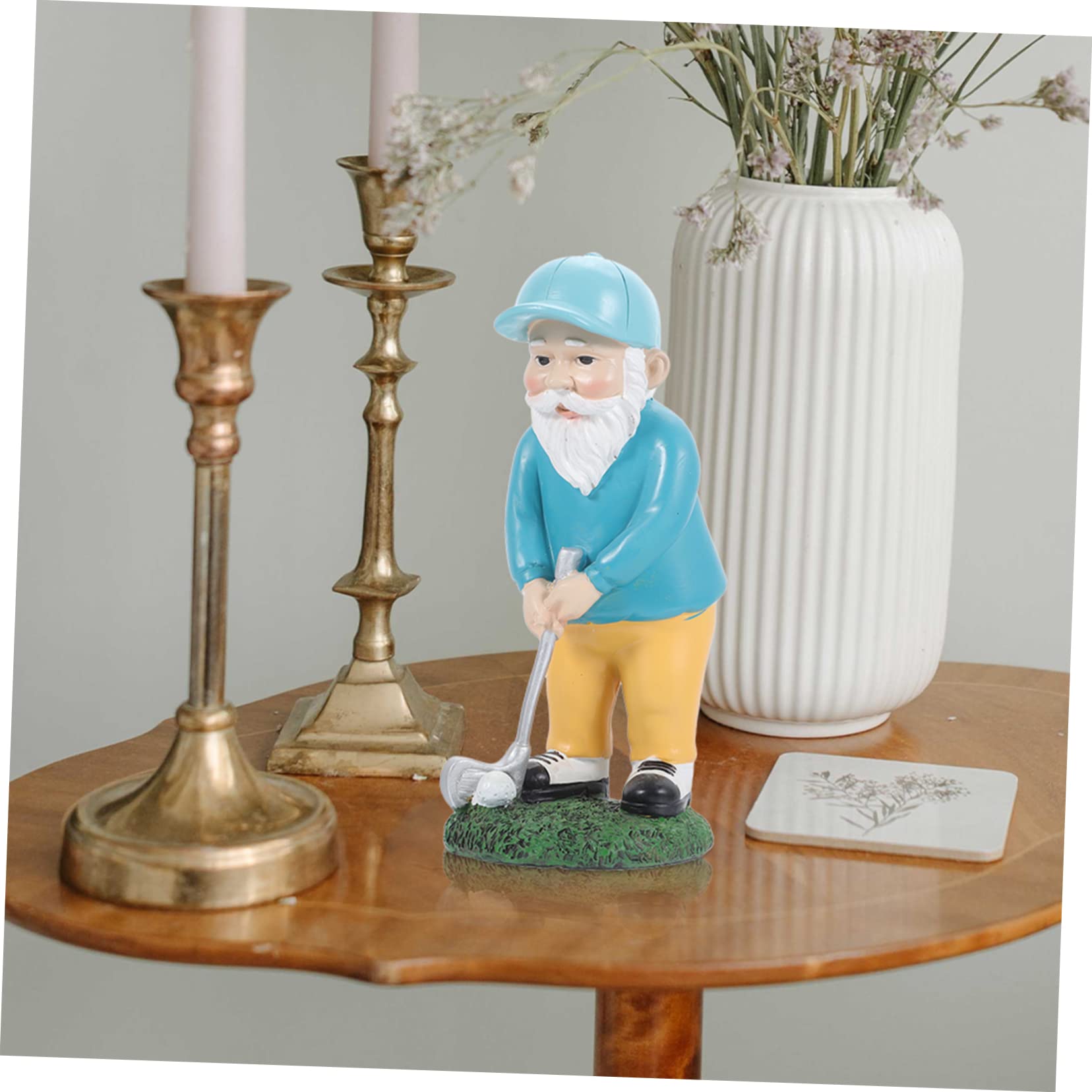 ORFOFE Miniature Golfing Dwarf Ornament Resin Gnome Statue Garden Decorations Fairy Garden Accessory
