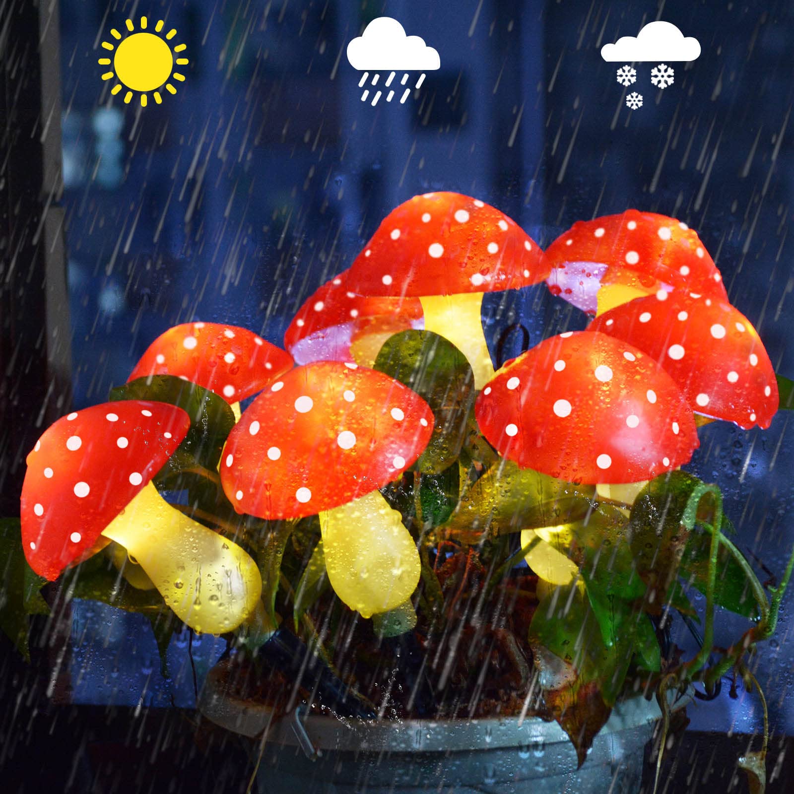 Homeleo 8 Pack Red Mushroom Solar Lights for Outdoor Garden Decor, Waterproof Solar Powered Fairy Ornaments for Yard Fence Lawn Pathway Landscape Lighting Thanksgiving Halloween Christmas Decorations