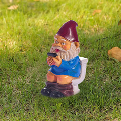 Bygytyo Naughty Resin Gnomes on Toilet Outdoor Garden Gnome Statue Christmas Halloween Garden Decoration Gifts,Suitable for Lawns,Courtyards,Patios,Desks,Gardens,Etc.
