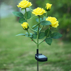 XVZ 2 Pack Solar Powered Rose Lights, Yellow, Waterproof, Outdoor Garden Patio Yard Pathway Party Decoration