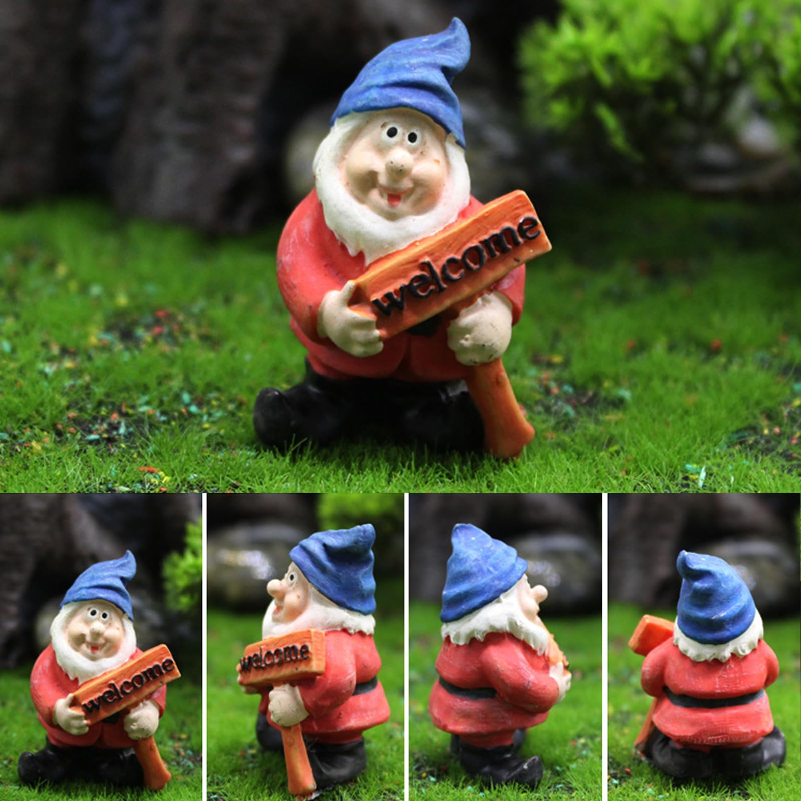 Mini Gnomes Set of 7 - Fairy Garden Accessories, Tiny Gnome Figurines for Miniature Fairy Garden Decor, Plant Pot Decorations