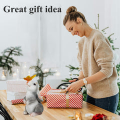 Loofu Solar Garden Rabbit Statue Outdoor Ornament, Butterfly on Rabbit- for Home Lawn Decor Garden Animal Figurine for Patio, Balcony, Yard, Lawn, Innovative Gift, 23cm*15cm*12cm