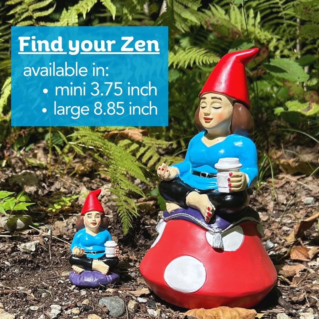 Gnometastic Mini Gnomes - Lady Zen Gnome, 3.75in Meditating Yoga Female Mini Gnome Statue - Mini Gnomes for Fairy Garden, Funny Garden Gnomes Decoration for Yard, Outdoor Lawn Ornament and Home Decor