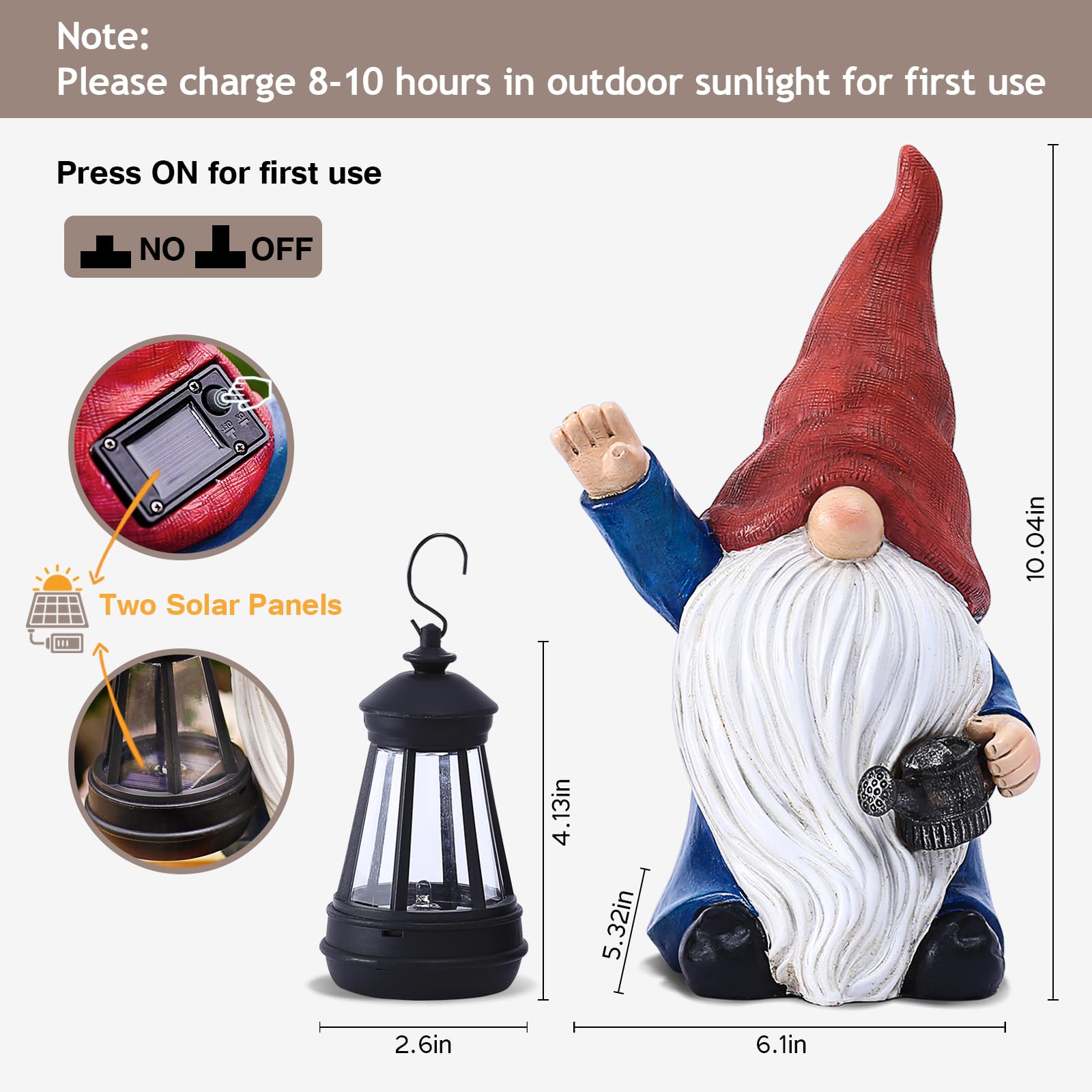 Vereemy Solar Gnomes Statues with Watering Can LED Lights Lantern Garden Decor Birthday Outdoor Gifts for Women Mom Art Resin Gnomes Sculpture for Yard Porch Patio Lawn Yard,Lantern Watering Can