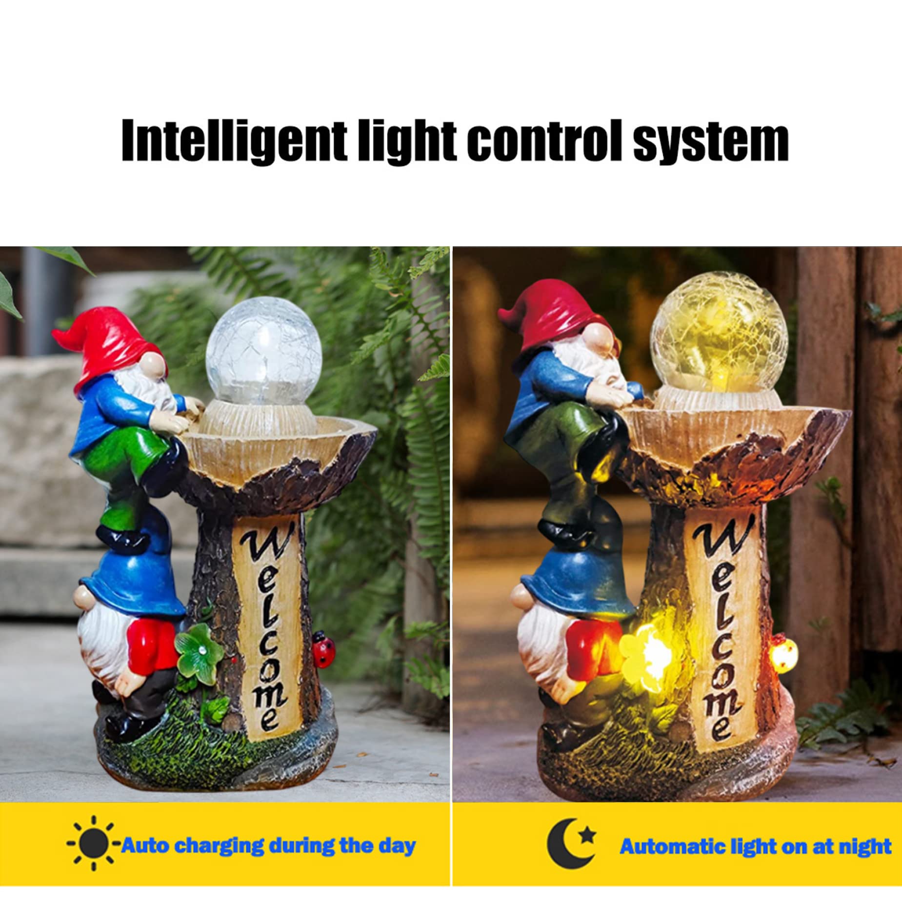 Gnome Solar Lights Outdoor Garden,Garden Gnomes Solar Light Garden Gnome Statue for Home Yard Porch Decor