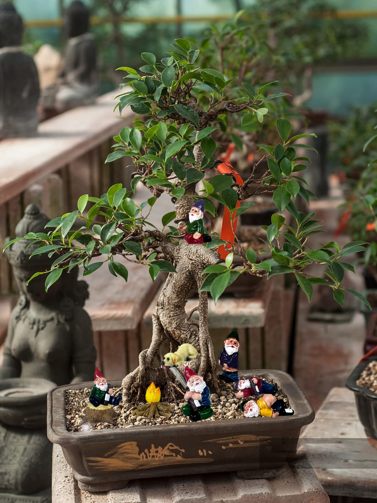 Wetufin 9pcs Drunk Gnomes Miniature Garden Gnomes Mini Funny Gnome Statues Resin Gnome Fairy Gnomes Garden Decorations Miniature Gnomes for Fairy Garden, Christmas Tree, Gift for Kids