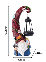 Pohabery Gnome Garden Decor Statue Solar Gnomes Decorations for Yard with Lantern Light Outdoor Decorations for Patio Mom Gift
