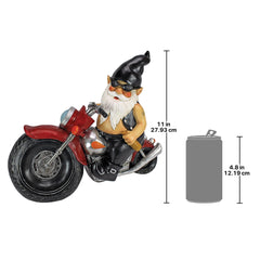 Design Toscano QM7512103 Axle Grease the Biker Garden Gnome Motorcycle Statue, 33 cm, Polyresin, Full Color