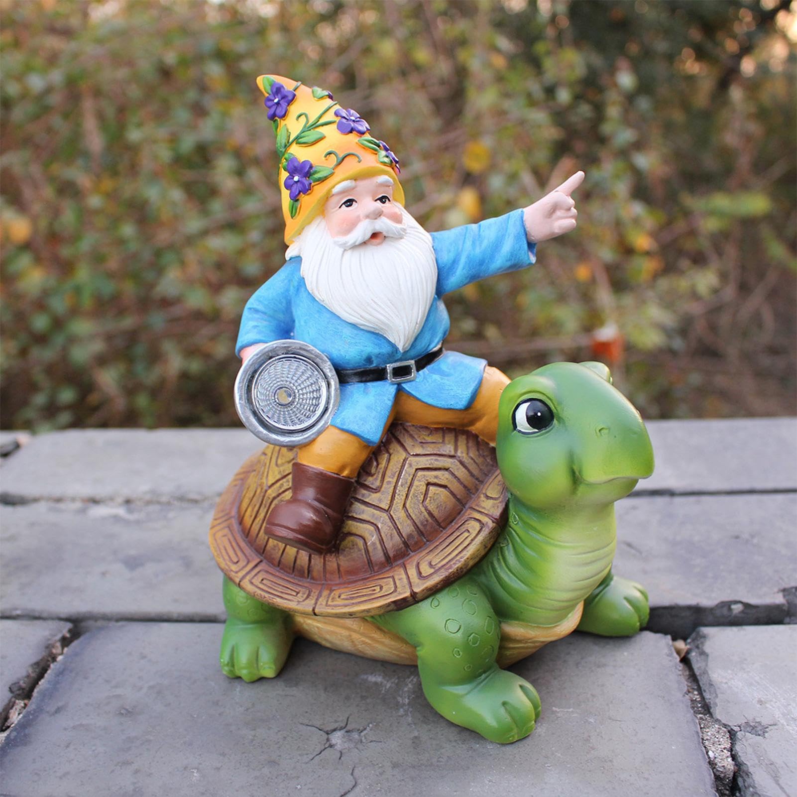 Turtle Solar Lights Outdoor Garden,Turtle Statue with Solar Light and Gnome | Waterproof Tortoise Sculpture, Outdoor Patio Balcony Courtyard Garden Lawn Decoration