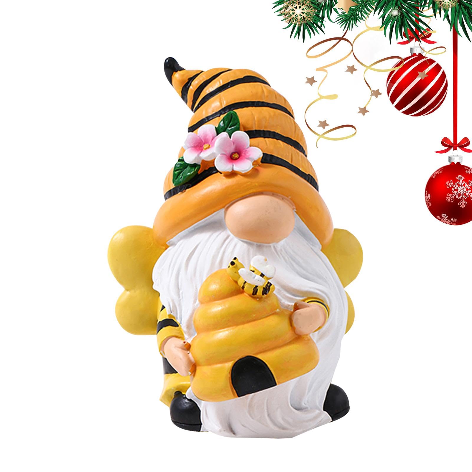 Ungtyb Bee Gnome Statue, Garden Bee Gnome, Resin Gnome Sculpture, Extravagant Bee Gnome Figurine, Perfect for Garden and Patio Decor (1 Piece)