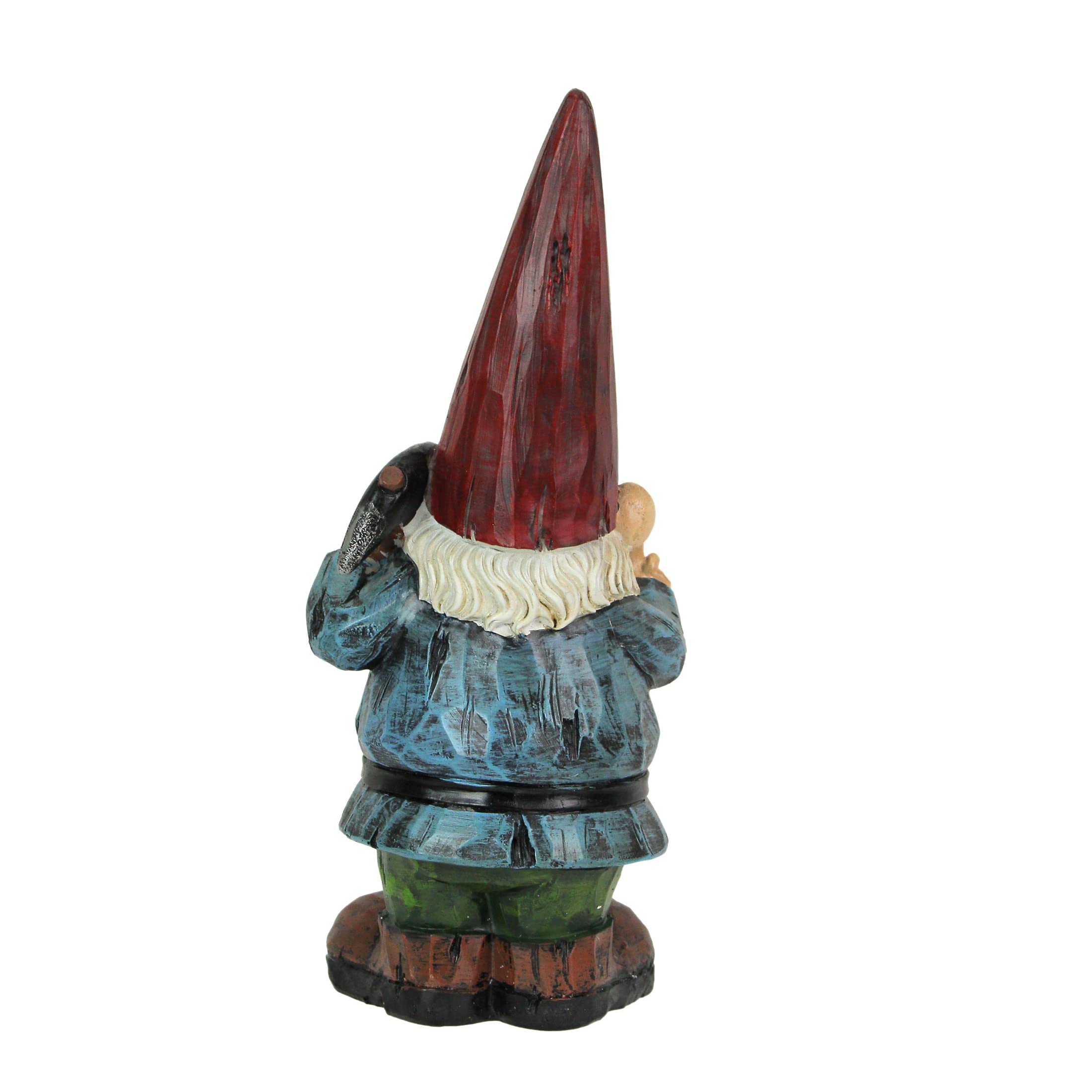 12 Inch High Angry Garden Gnome Holding Pick Axe Decorative Yard Statue - Rude Hand Gesture Indoor/Outdoor Hand-Painted Grumpy Garden Patio or Porch Decor
