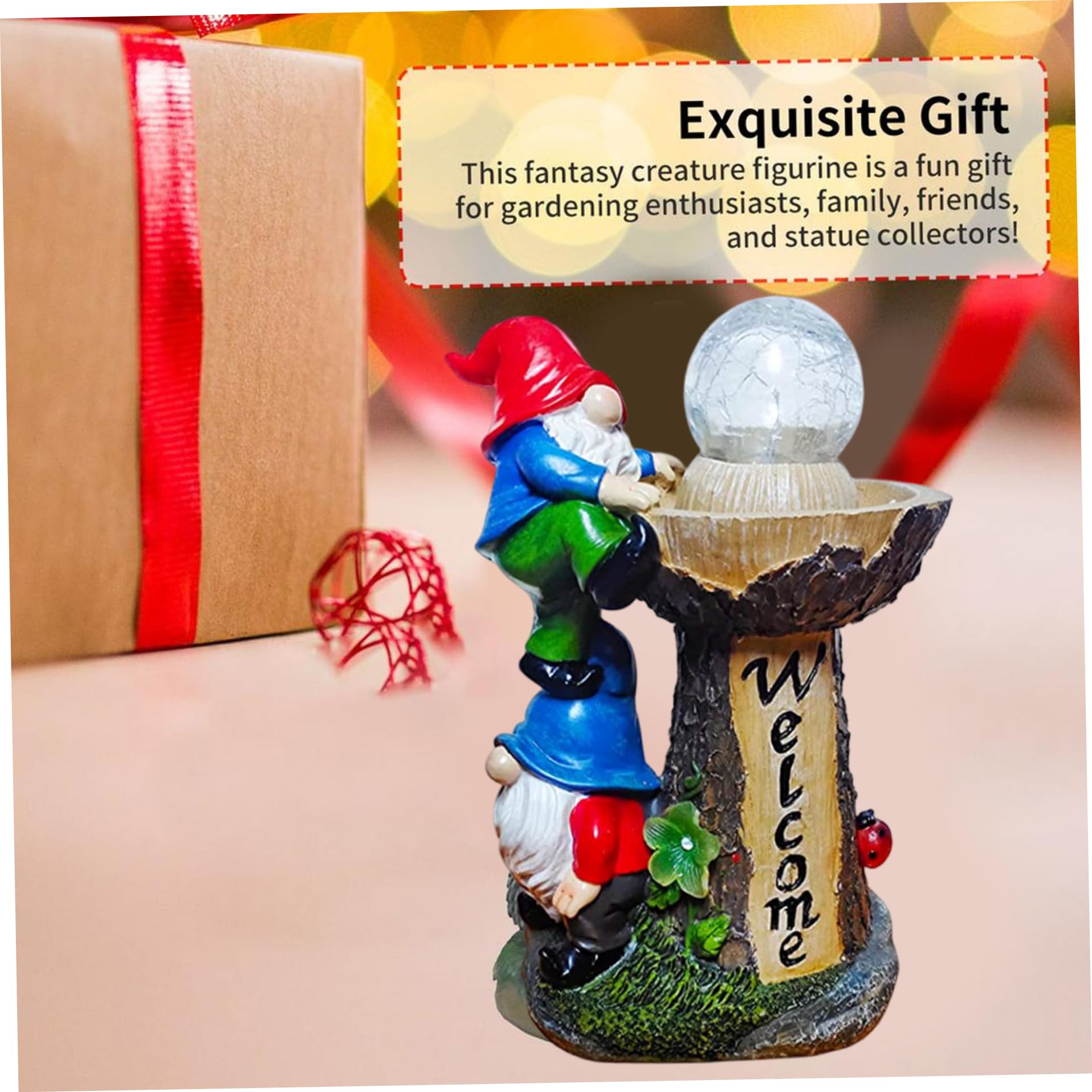 Gnome Solar Lights Outdoor Garden,Garden Gnomes Solar Light Garden Gnome Statue for Home Yard Porch Decor