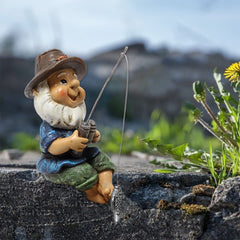 Caffney Fishing Gnome Garden Gnome Statue Naughty Gnome Garden Figurine Dwarf Sculpture Resin Ornament for Lawn Yard Balcony Porch Patio Home Indoor Outdoor Decorations