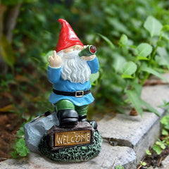 TIANCENTRAL H Resin Gnomes Garden Decor,7.1 Inch Tall Solar Funny Garden Gnomes Outdoor Gnome Statues Gift for Yard, Patio, Lawn, Outside Naughty Gnome., TCDJ-05