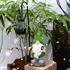 Gnome Solar Light, 18.9 Inch Tall Flocked Resin Garden Gnomes with Solar Lantern, Garden Statue Gnome, Garden Ornaments for Yard Lawn Backyard Decorations, Garden Statues