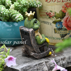 Gardenfans Miniature Frog Garden Statue with Solar Light Home Decor Fairy Garden Accessories Frog Decor for Patio, Balcony, Yard, Lawn Bedroom 2.3"x3.3"x5"