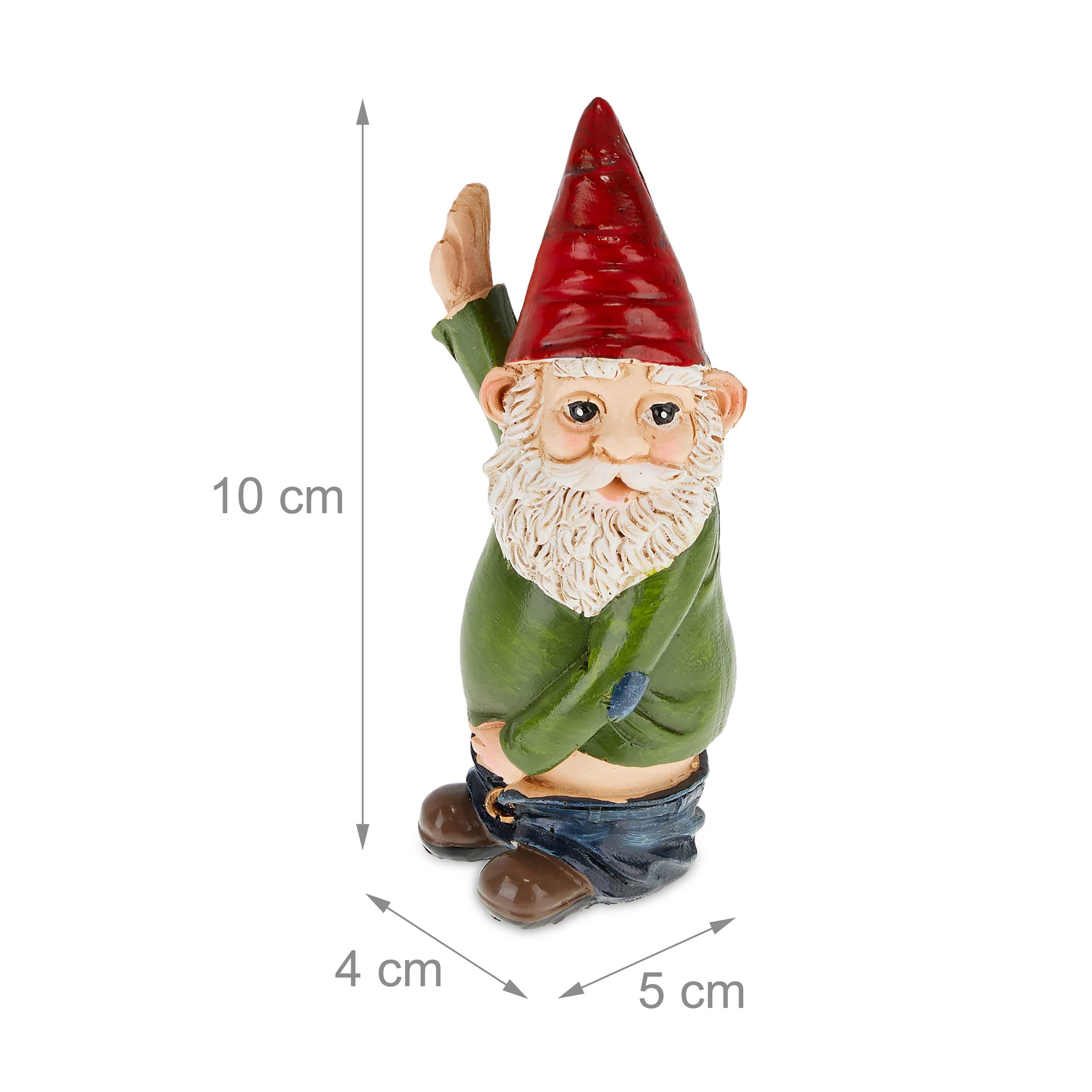 Relaxdays Peeing Gnome, Rude Figurine, Weatherproof, Frost Resistant, Garden Statue, Polyresin, Multicoloured, 10 x 5 x 4 cm