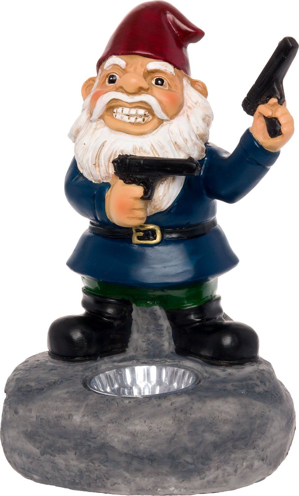 GreenLighting Solar Outdoor Second Amendment Lawn Gnome - Light Up Garden Statue by