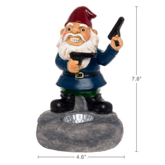 GreenLighting Solar Outdoor Second Amendment Lawn Gnome - Light Up Garden Statue by