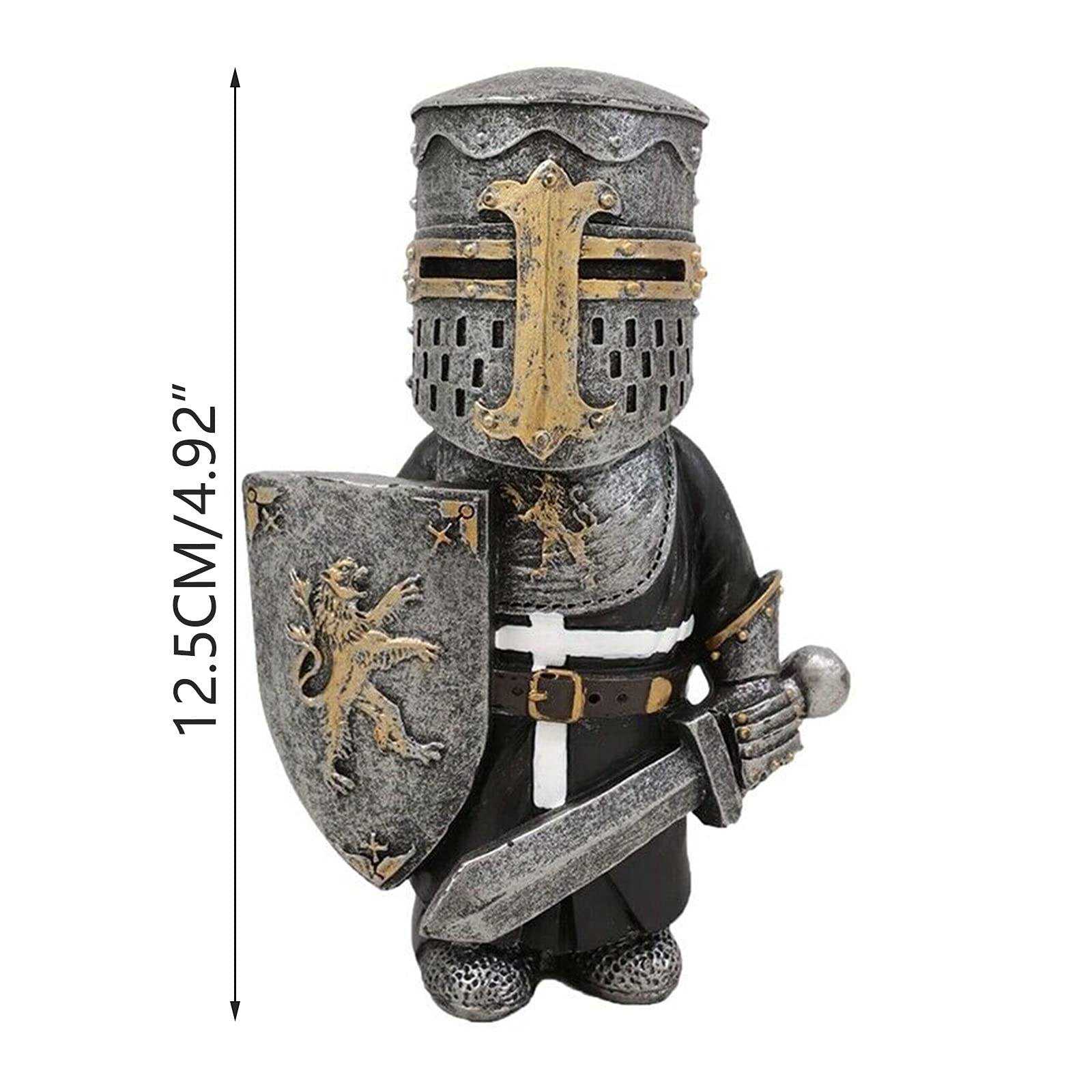 Knight Gnomes Guard Garden Gnome Ornaments Outdoor Medieval Crusader Knight Suit Statue Waterproof Resin Ornament for Yard Lawn Garden Decorations (F)