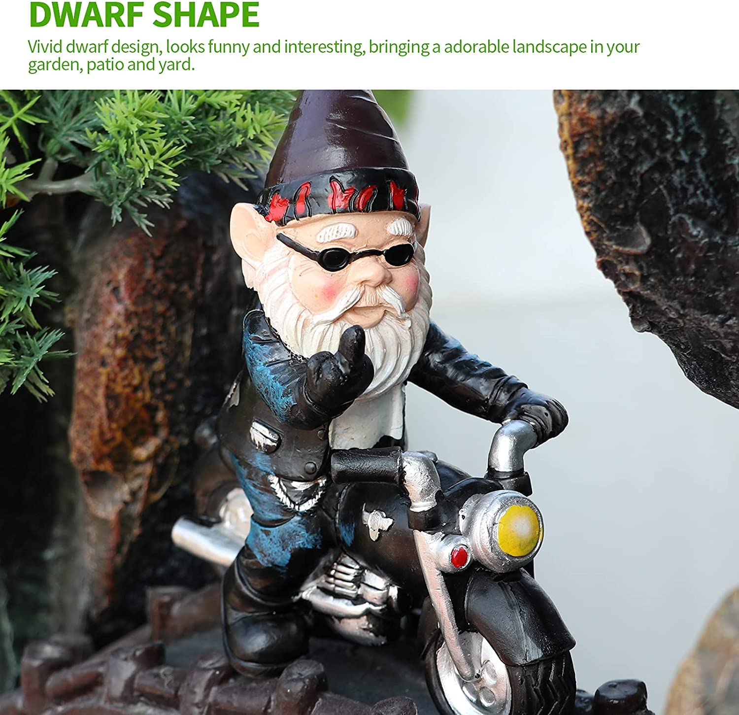 Biker Gnomes Garden Ornaments 13 cm Funny Gnome Riding Motorcycle Outdoor Statues Resin Garden Gnomes Figurines for Patio Lawn Yard Art Decoration
