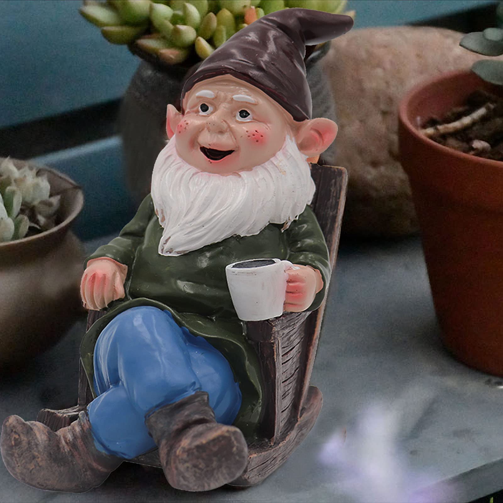 Tirifer Drinking Coffee Garden Gnome Statue, Wizard Gnome 3D Dwarves, Polyresin Outdoor Sculpture Gnome Statue Garden Figurine Art Garden Decoration for Lawn Yard Balcony Porch Patio…