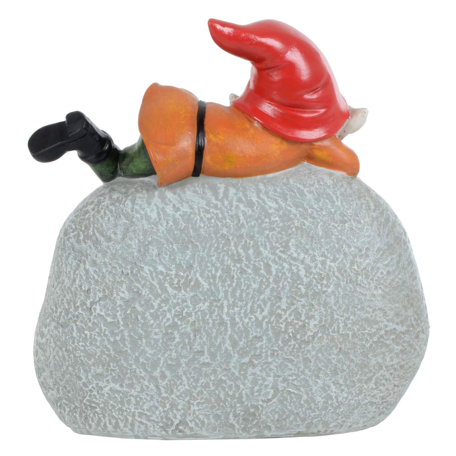 Garden Gnome Welcome Pebble Ornament Novelty Resin Decoration Outdoor - Red Hat