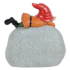 Garden Gnome Welcome Pebble Ornament Novelty Resin Decoration Outdoor - Red Hat