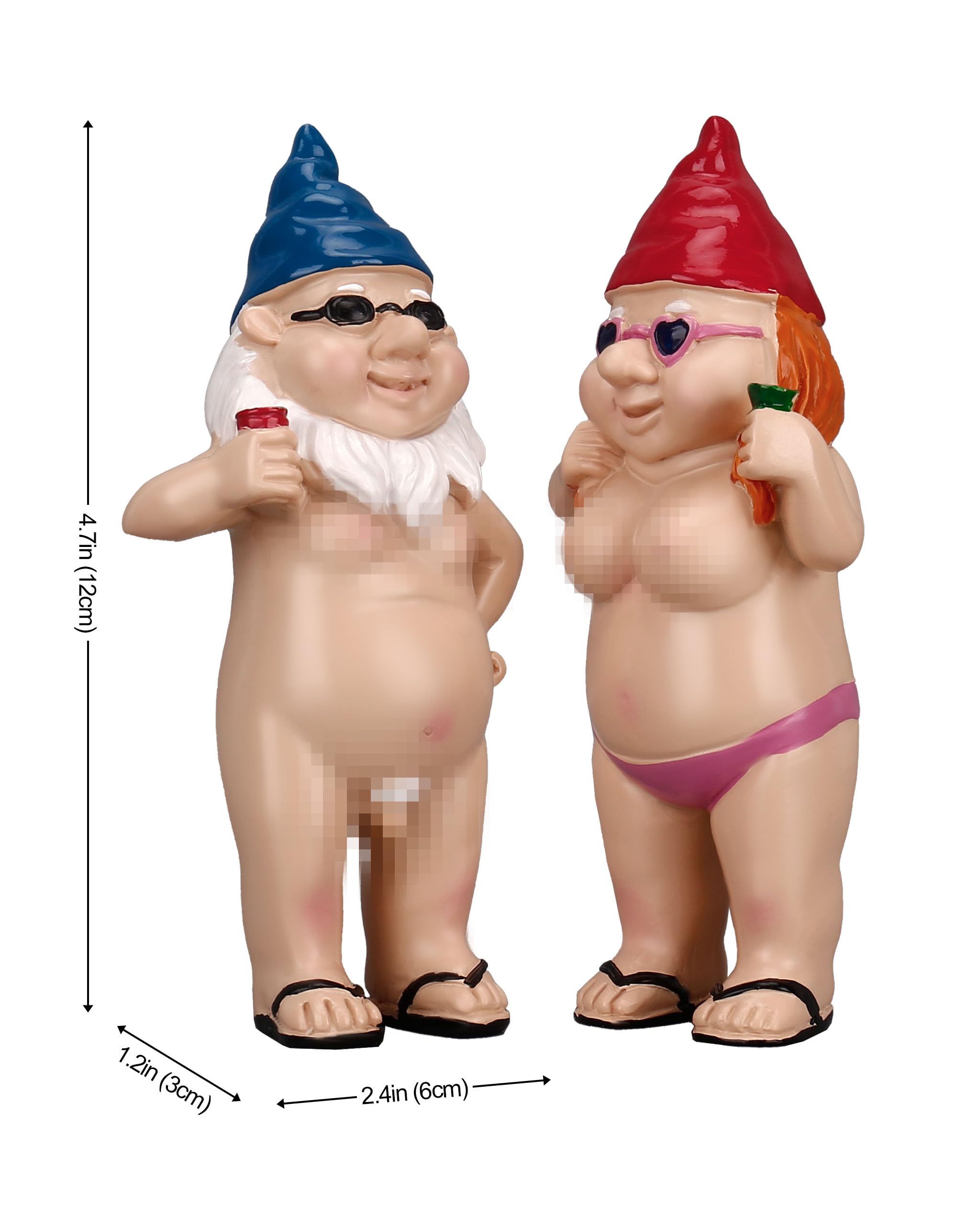 BBdis 2 PCS Garden Gnomes, 4.7 Inch Naughty Garden Gnome Funny Gnomes Statue for Home Indoor or Outdoor Lawn Gnome Decorations Housewarming Halloween