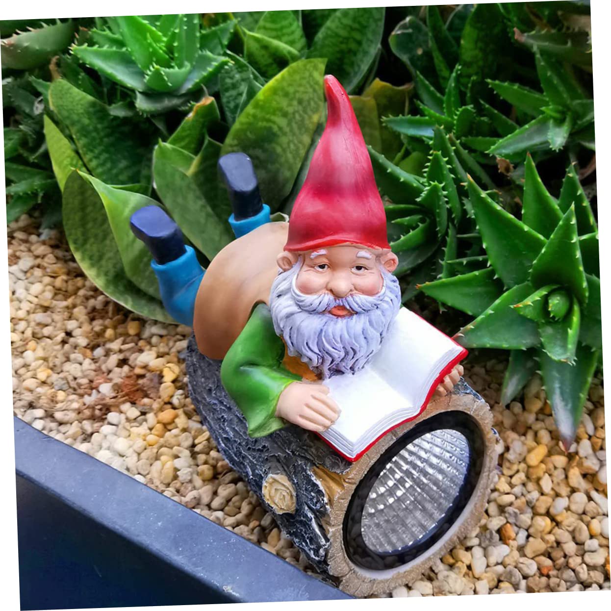 Toyvian Lawn Solar Lamp Garden Dwarf Statue Solar Powered Outdoor Light for Decoration Charming Resin Gnome Sculpture for Garden Courtyard and Patio