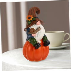 Cabilock Gnome Ornaments for Garden Decor Resin Pumpkin Gnome Statue Fall Style for Outdoor Use